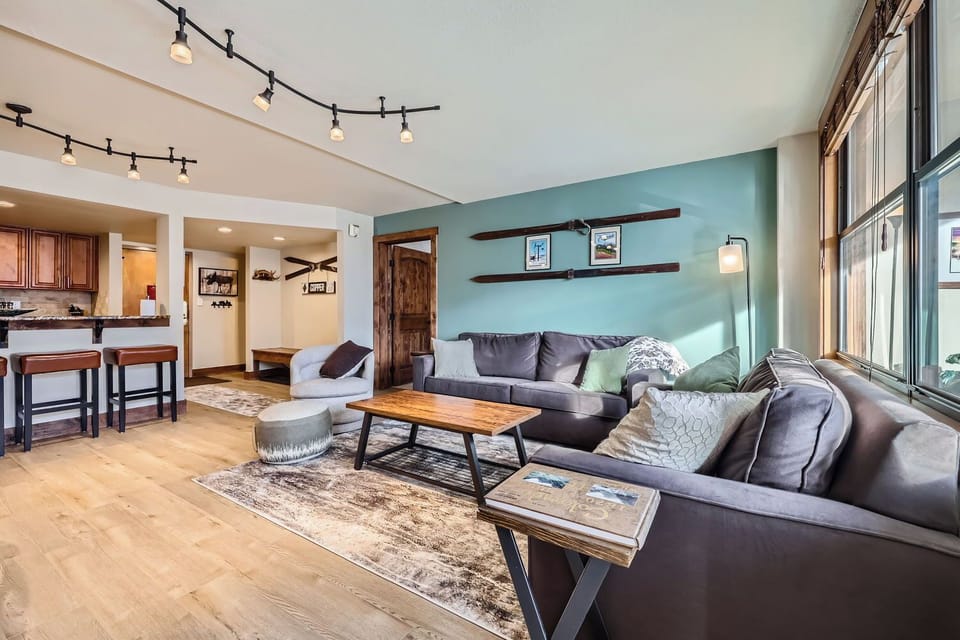 View of the living room space from the bunk room.
