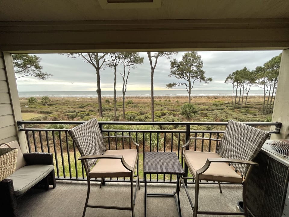 View from your balcony. Furniture changes yearly due to salt damage.