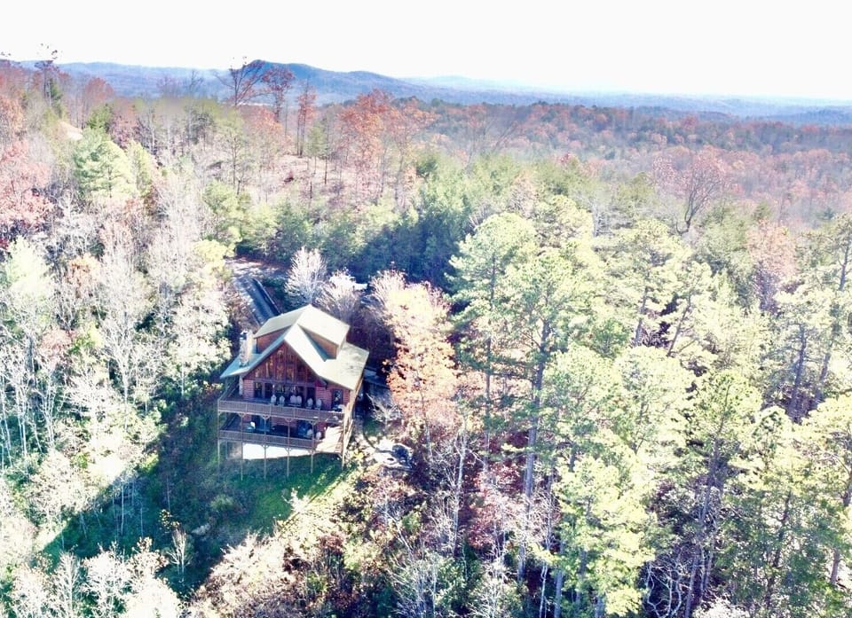 Drone viewing of Mountain Ridge/ Yonah Mountain in the background 