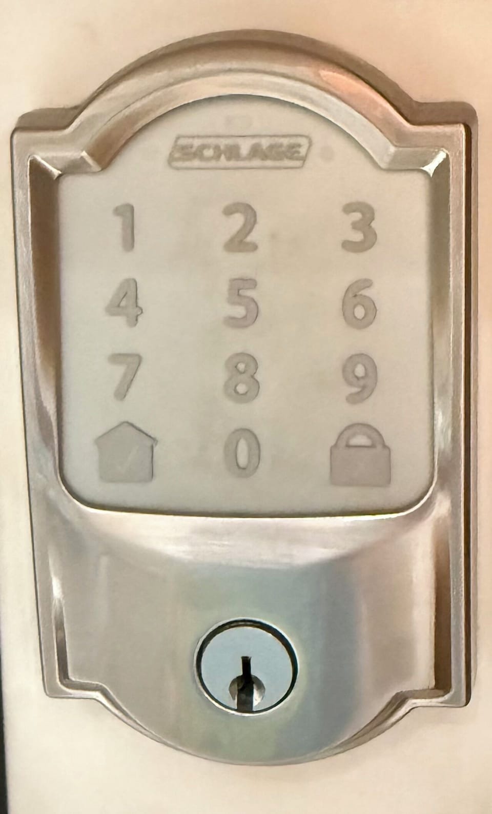 Our entry front door Schlage touchpad. No keys to misplace!