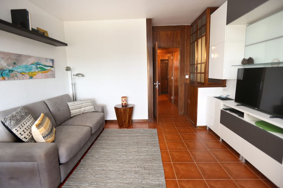 Sala acolhedora com sofá cama de casal
