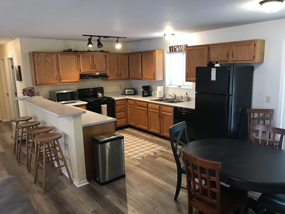 Full kitchen - well equipped for cooking or just a snack in open concept area