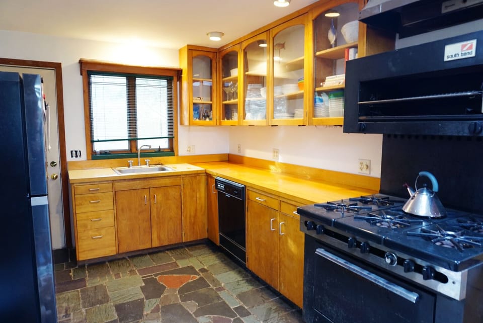 The kitchen is loaded with amenities for cooking from home.