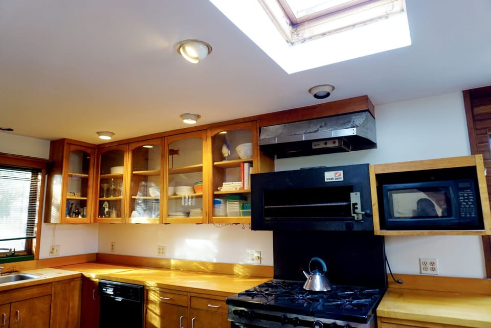 Skylight in the kitchen provides diffuse light.