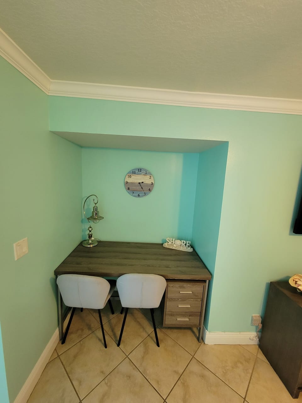 Work station desk nook located in main living room.