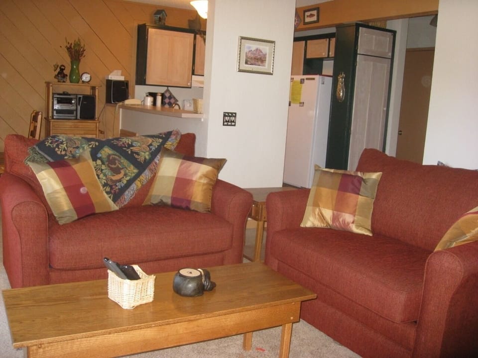 View from living room toward kitchen