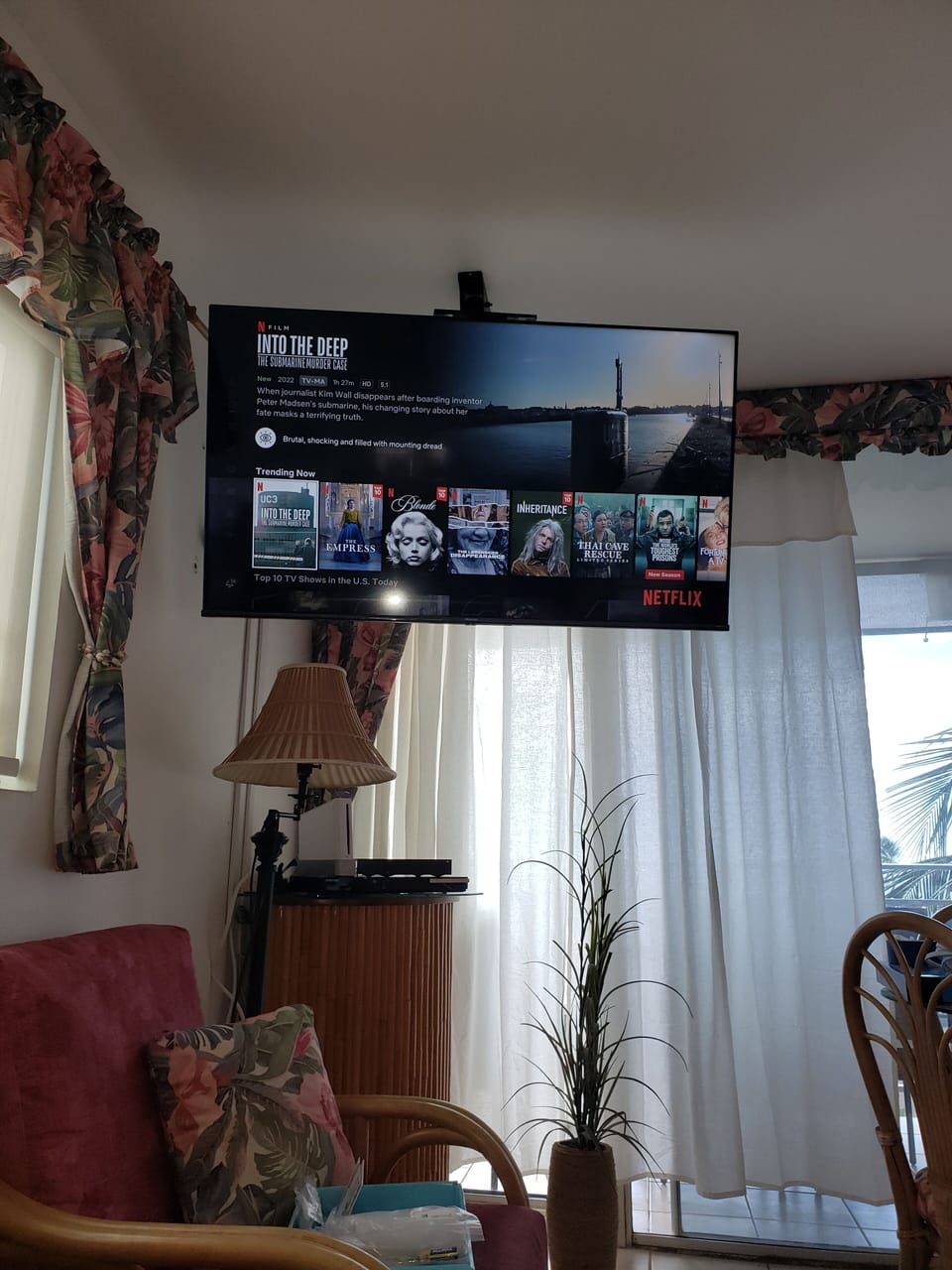 New (Sept. 2022) 55 inch Smart TV on ceiling mount