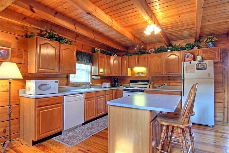 Fully-Stocked Kitchen with Microwave, Stove, Dishwasher and Refrigerator