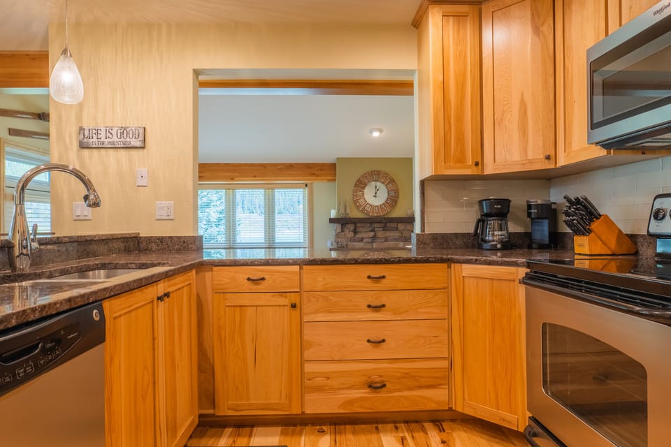 Open concept kitchen and living area
