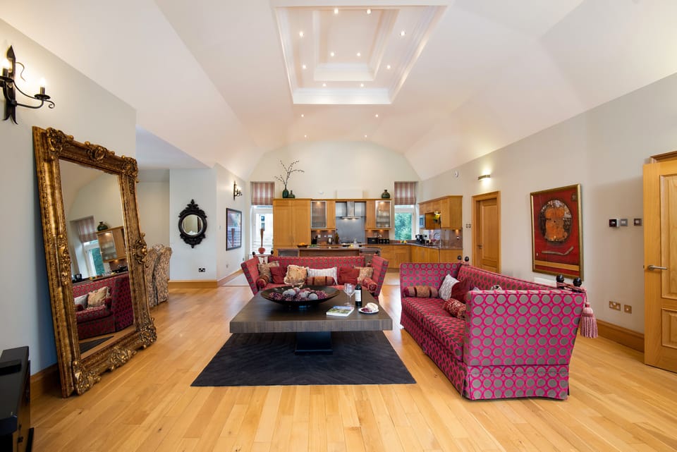 The Great Hall with 15’ high ceiling