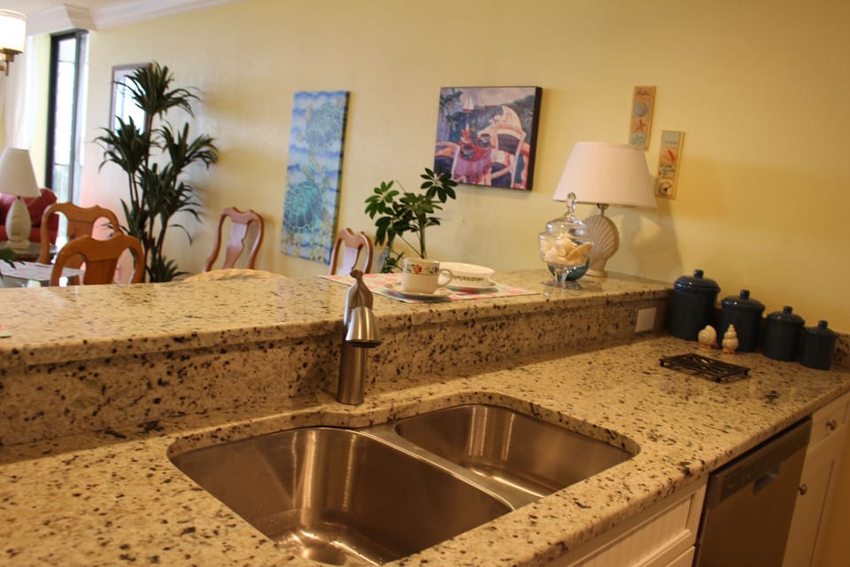 Kitchen with granite countertops