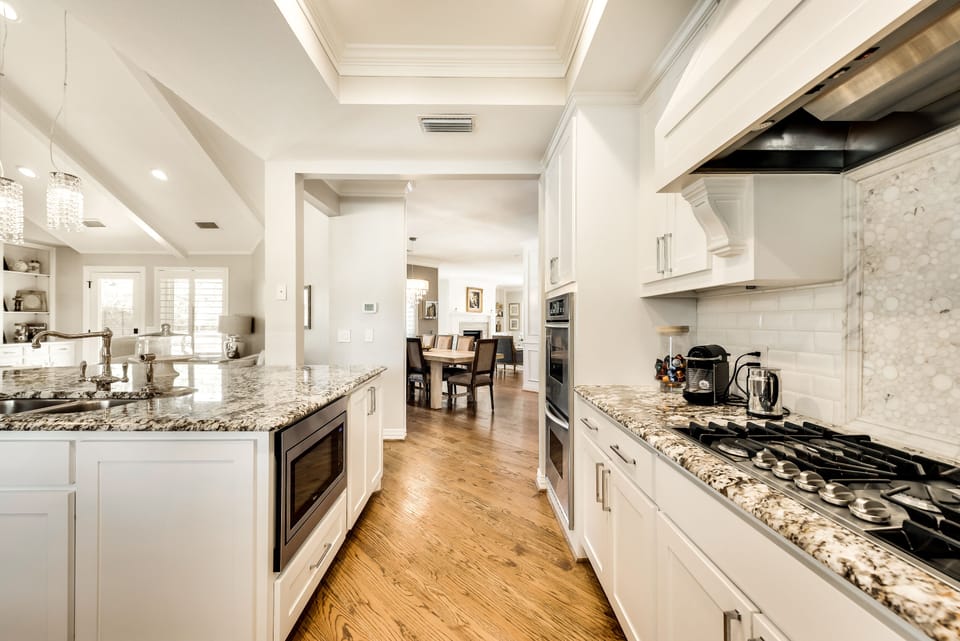 View of dining room from kitchen