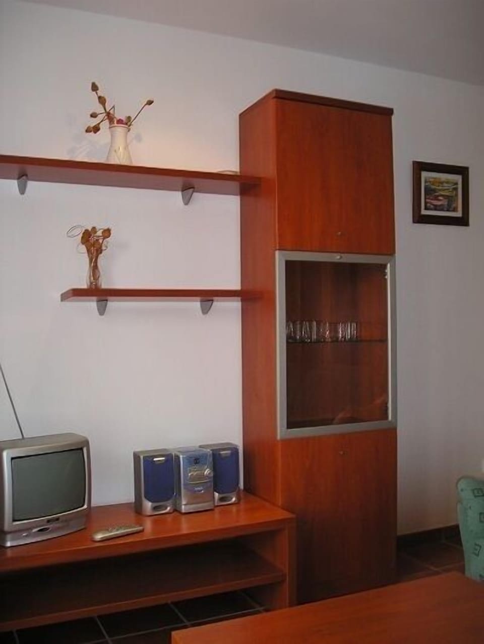 Tall drinks cabinet, TV, DVD player, CD player