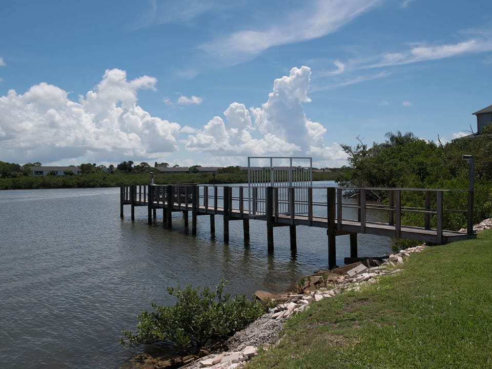 Private pier for fishing, dolphin and manatee watching.
