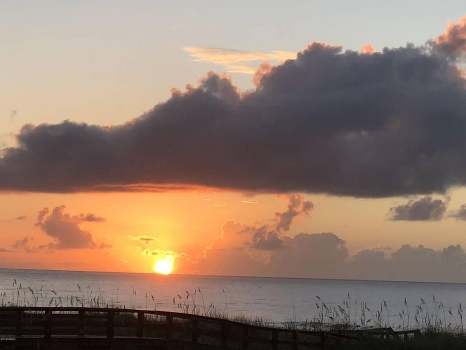 deck view at sunset
