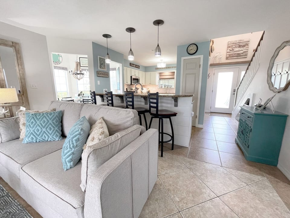Living room is open to kitchen.
