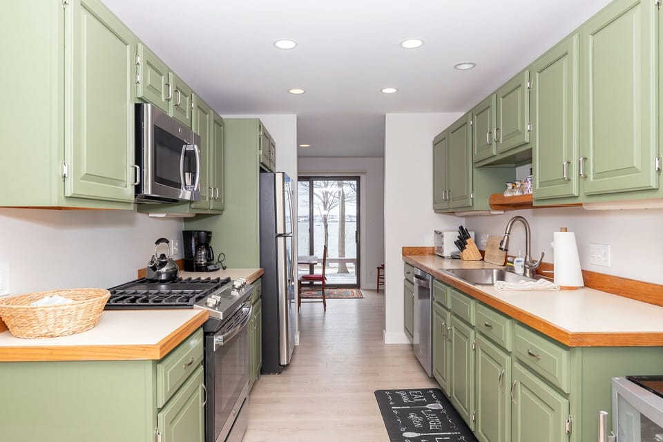 Wonderful kitchen with ocean views!  Updated appliances and wine chiller.