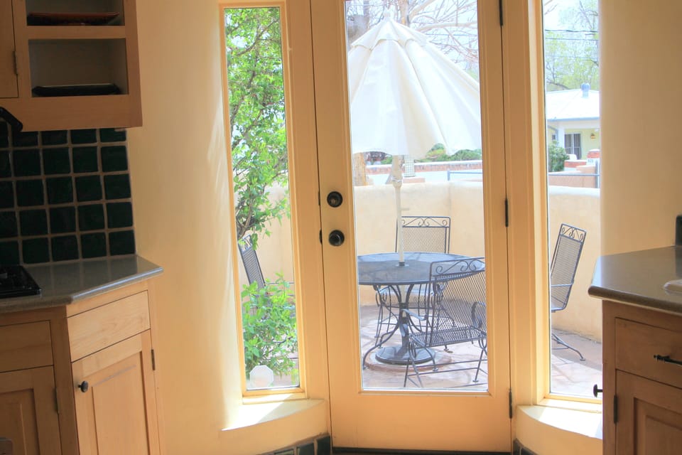 Patio through kitchen windows.