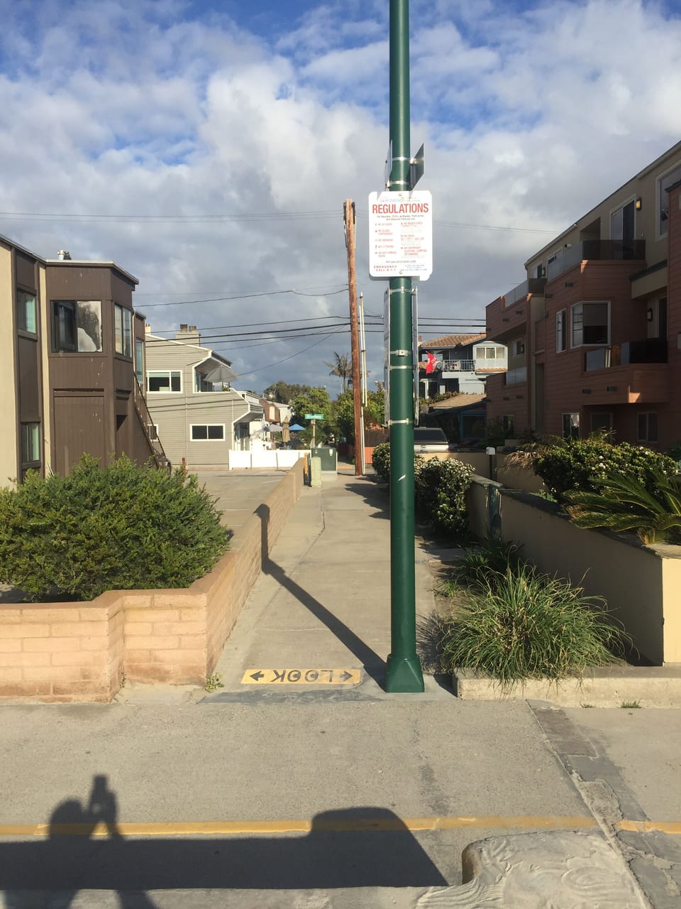 View of Balboa Ct. from the beach.  Unit is the third one on the left.