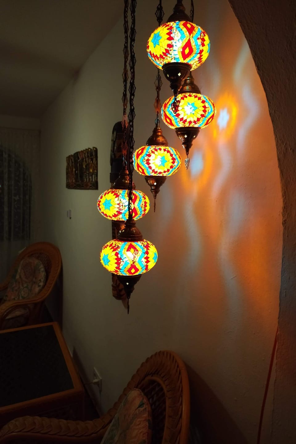 Morrocan lights on terrace