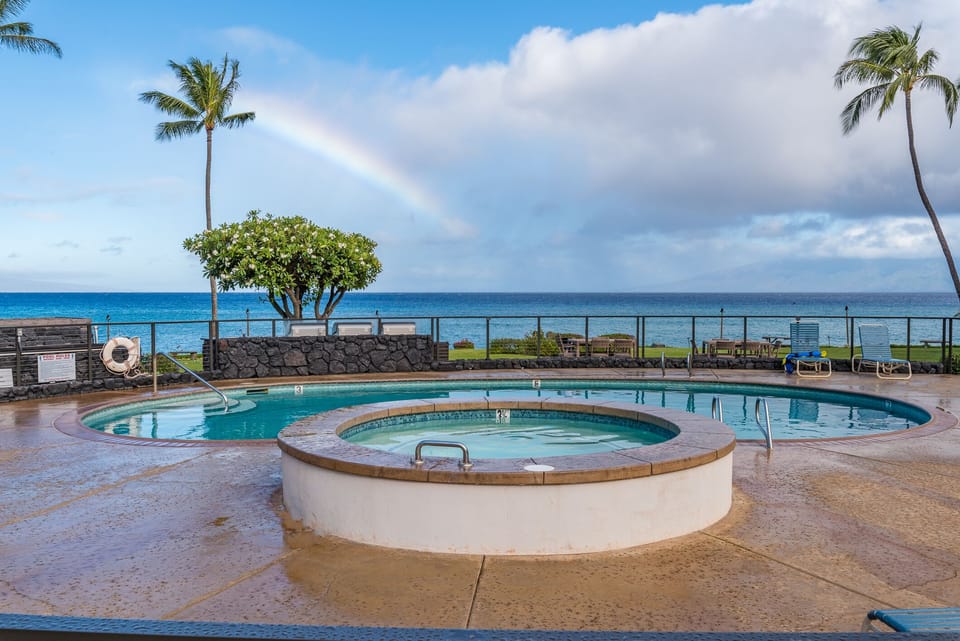 Sit and relax here at the pool, meet new friends, jump in our hot tub and feel relaxed