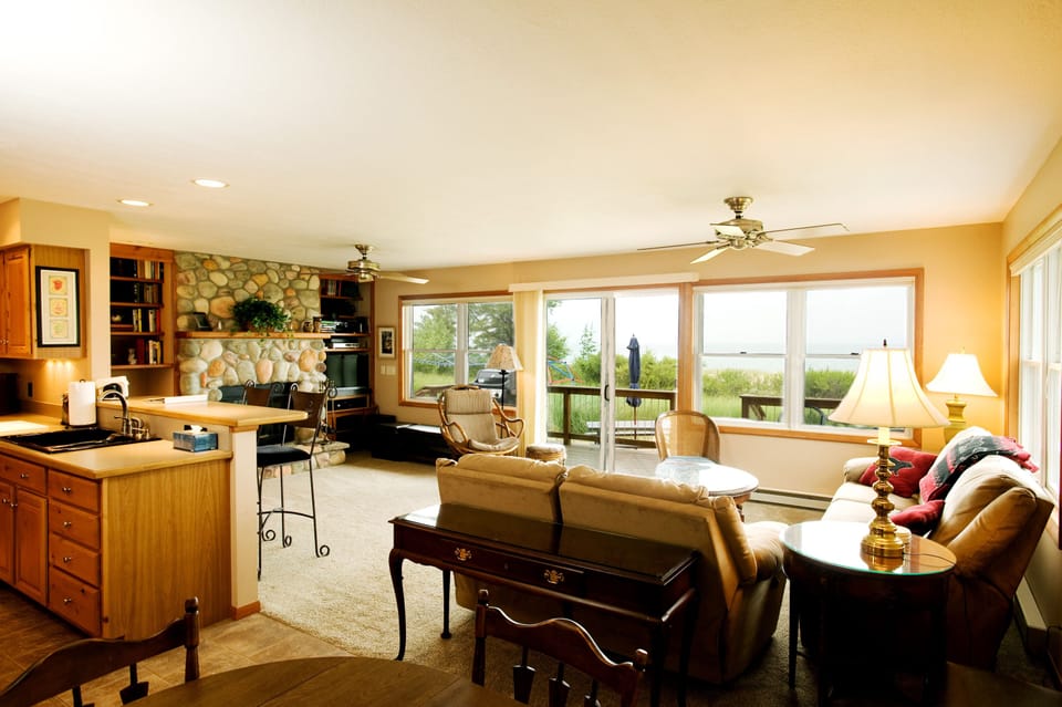 Expansive lake view from family room.