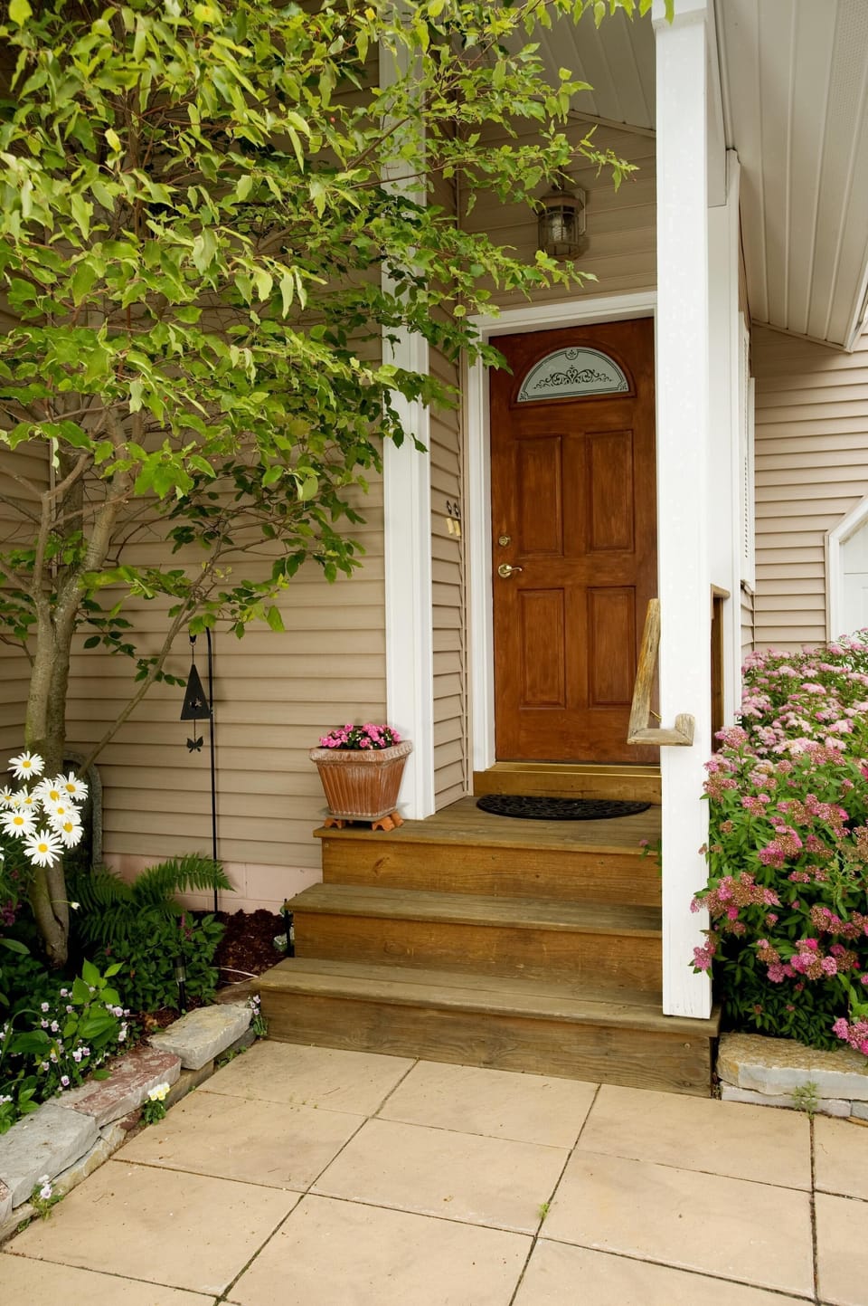 Front door entrance to house from woods side of property.