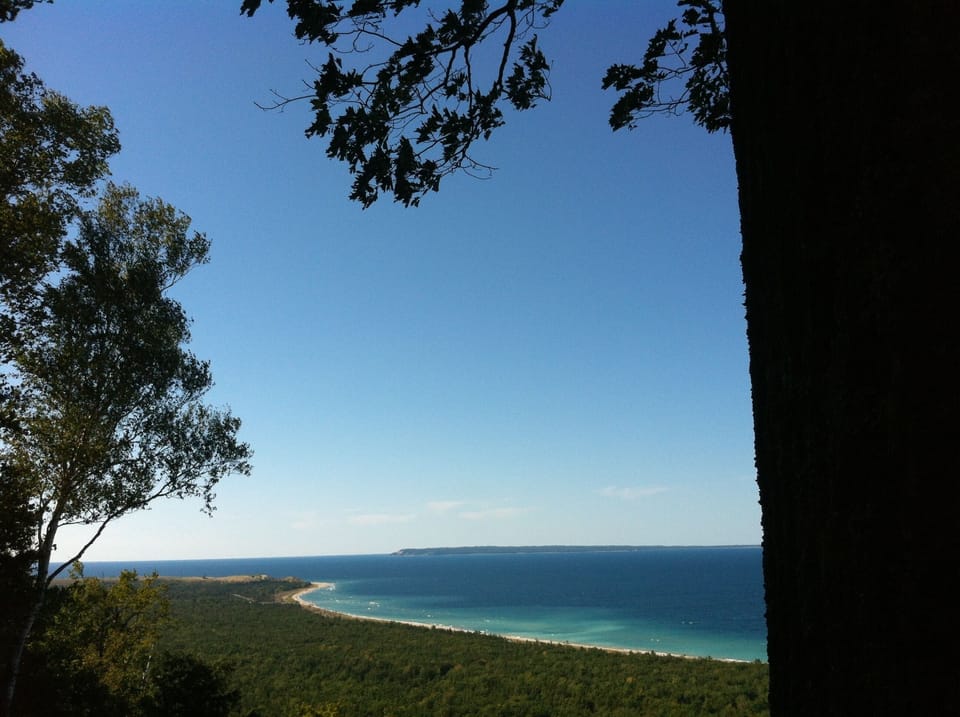 View of Sleeping Bear Bay from hill behind the  house.