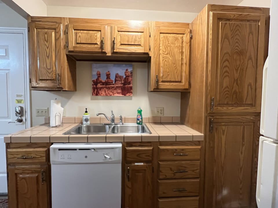 Kitchen is fully stocked with everything you need. 