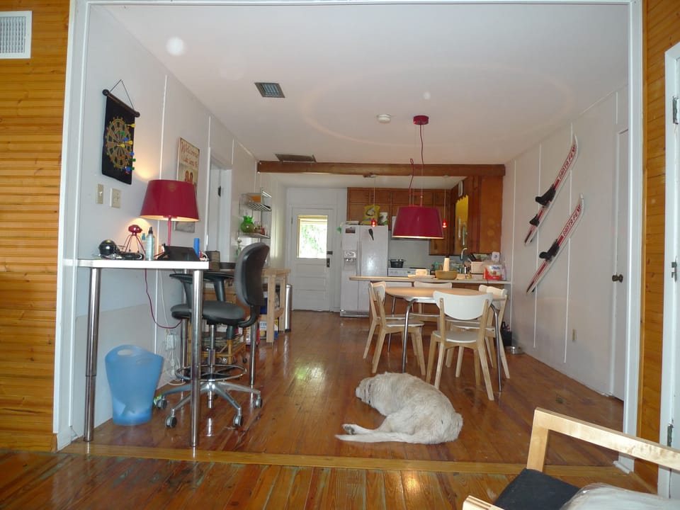 Kitchen and desk area
