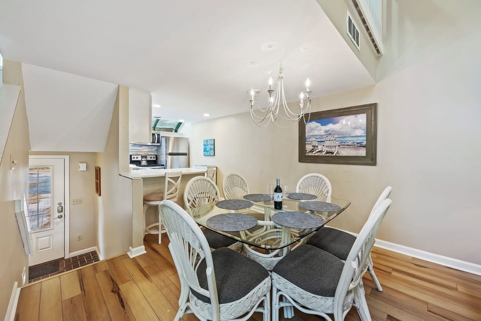 Dining table seats six