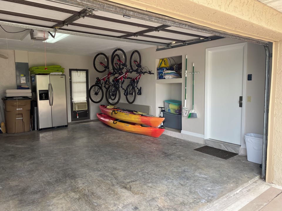(2) Kayaks and (2) Bicycles available in the garage