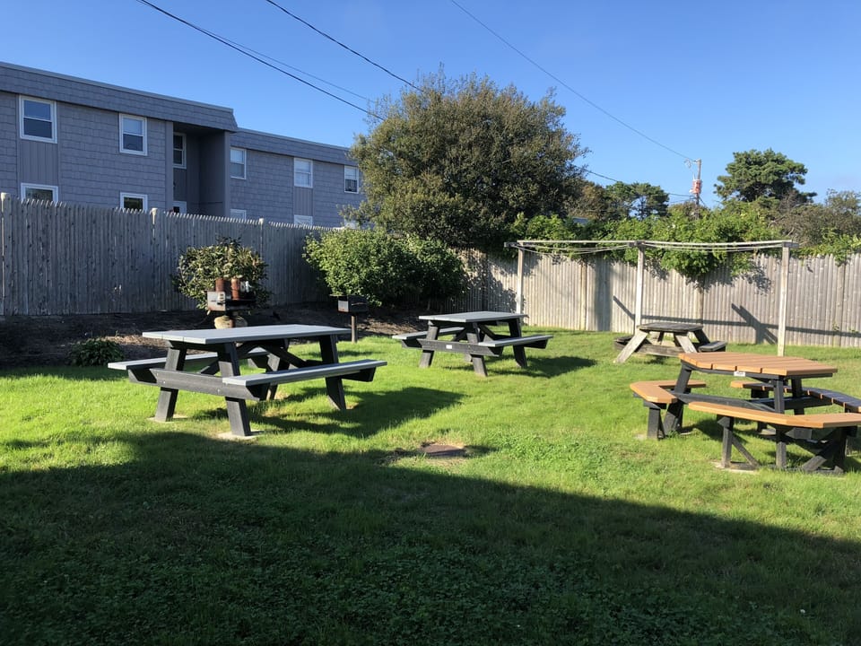 Backyard with Charcoal grills
 