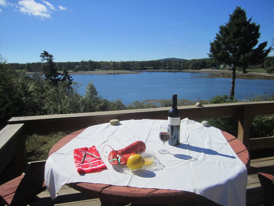 Lobster lunch on the deck.