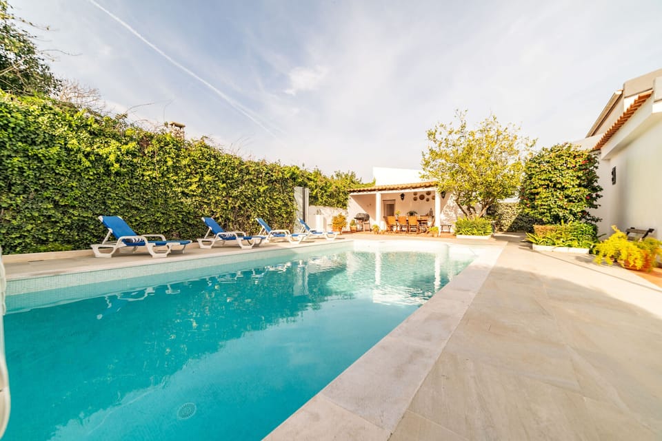 Private pool and sun terrace with loungers — Villa Goreti, holiday villa in Belverde