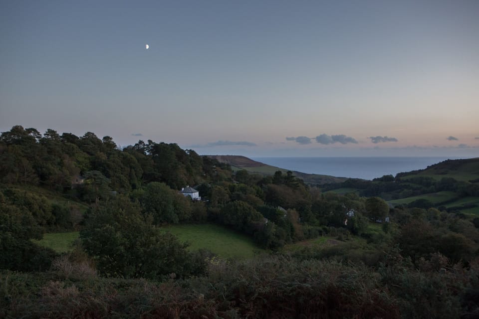 View from Hardown Hill over West Bullen at dusk 