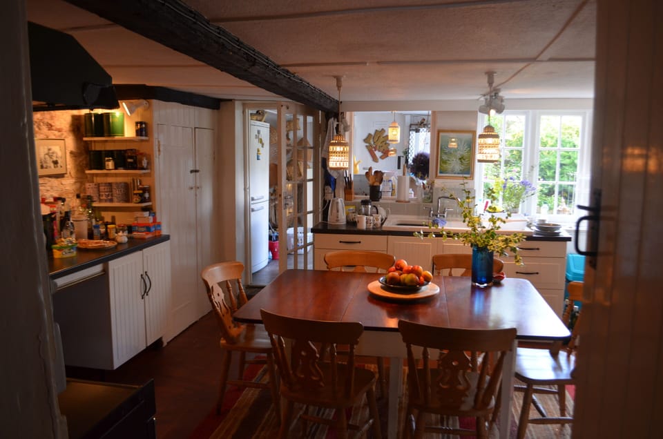 Kitchen through to scullery beyond
