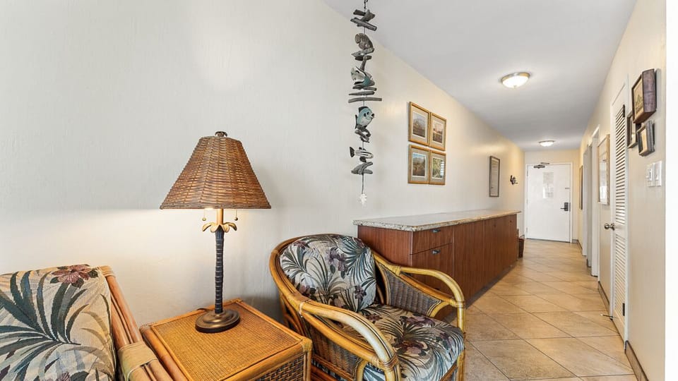 Hawaiian style rattan furnishings.