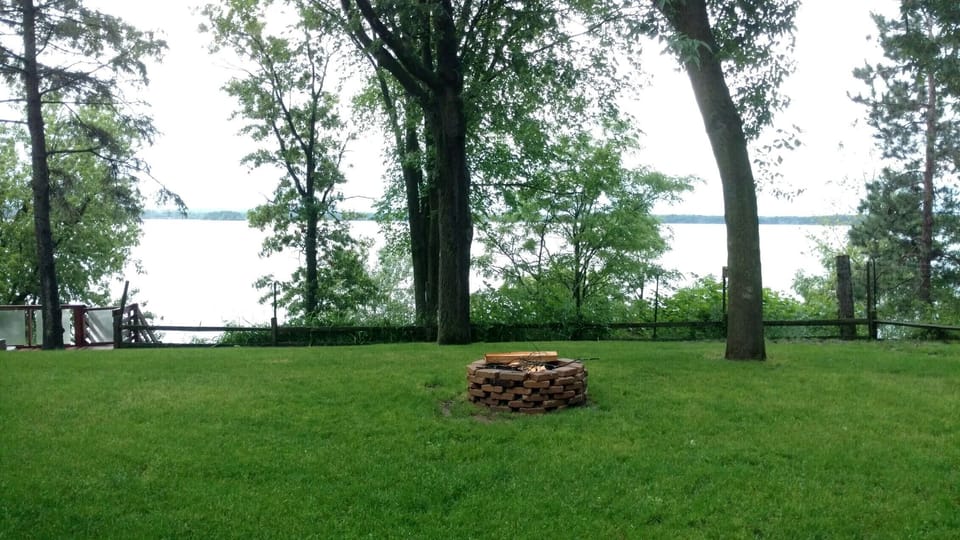 Fire Pit and view of Lake Wissota