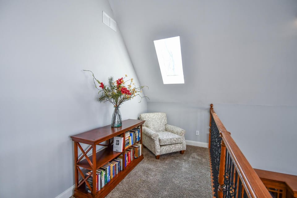Reading nook on top floor overlooking living area
