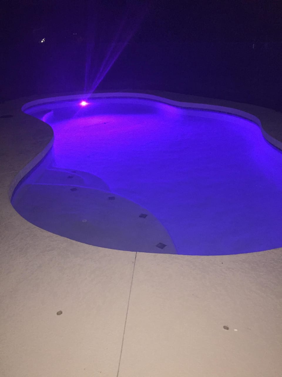 Tropical Blue LED color at night. Many colors to choose. 