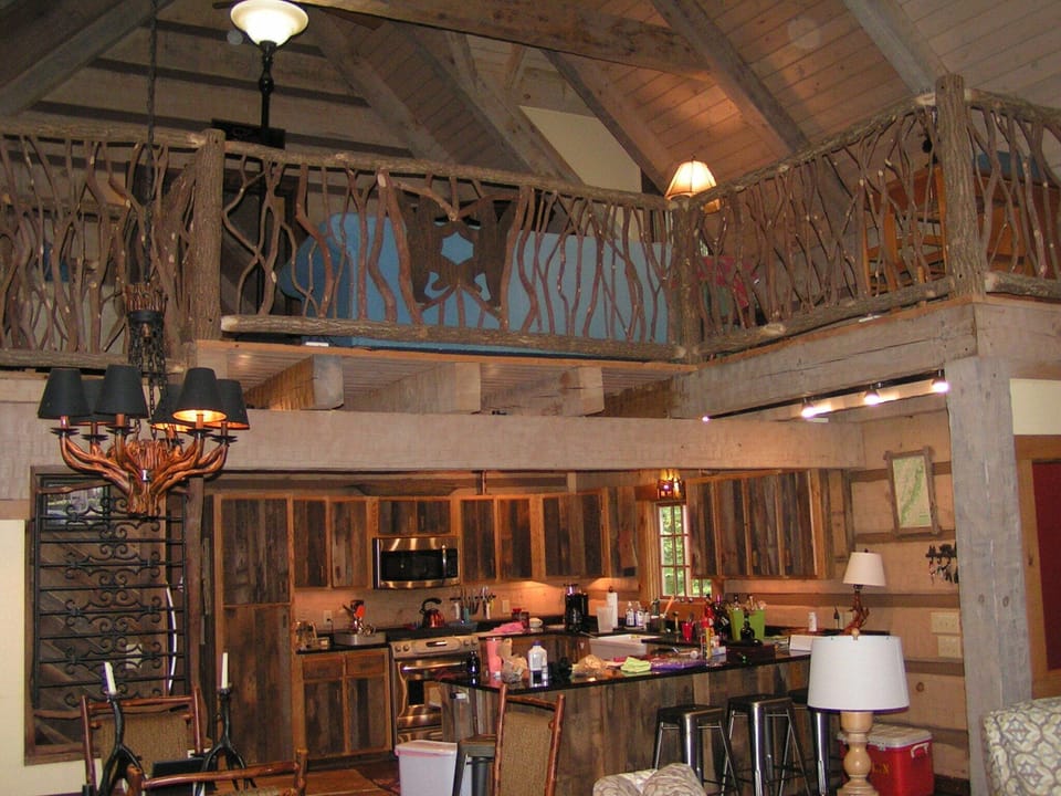 Looking up to the loft area