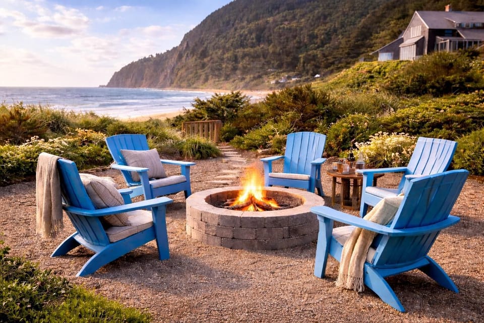 Beachfront Fire Pit with Sweeping Pacific Views