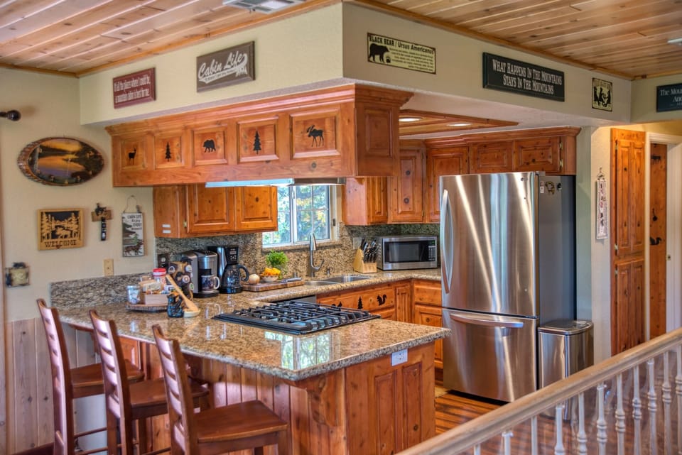 Our kitchen has three seats for counter dining