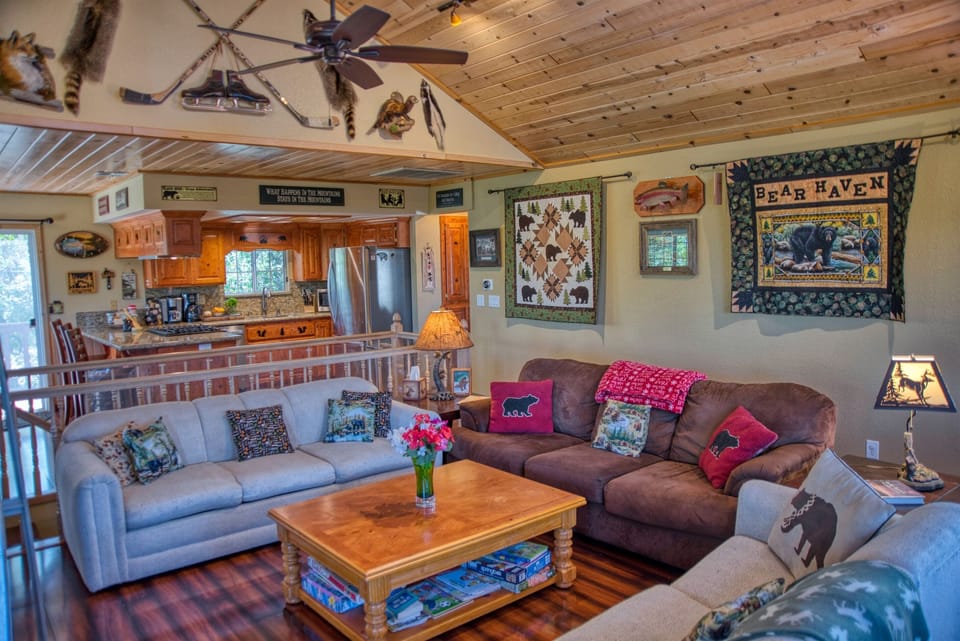 Handmade Quilts by Susan adorn Bear Havens walls