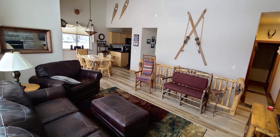 View of main living area from the fireplace. 