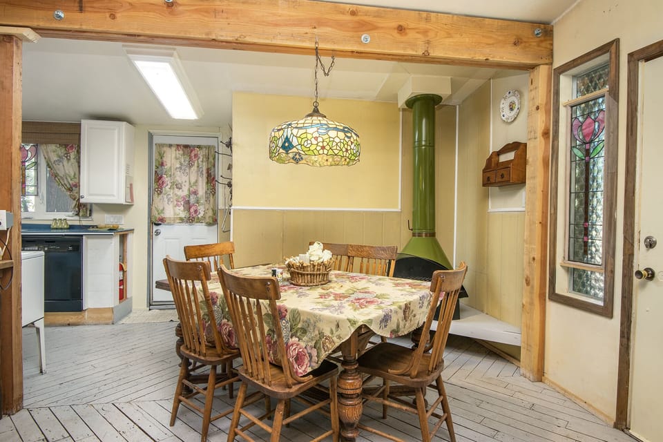 Expandable table can fit up to 8 people.