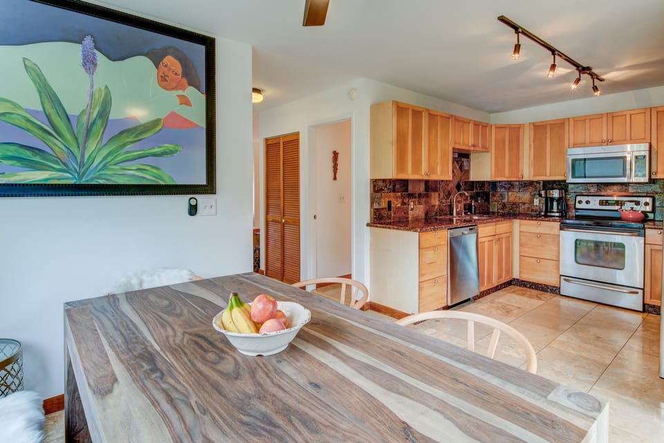 Dining table and kitchen