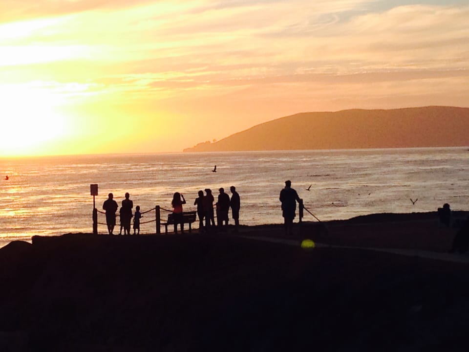 Locals gathering to enjoy the beautiful sunset.