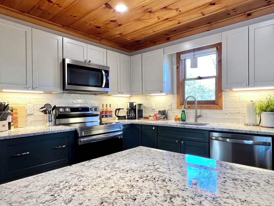 Under cabinet lighting makes it easy to see what you're doing